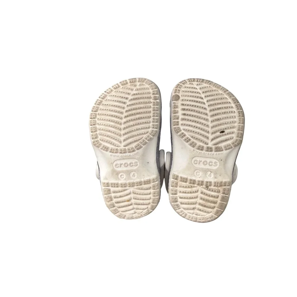 Crocs Toddler‎ Classic Glitter Clog Silver Sparkle Shoes Size C4